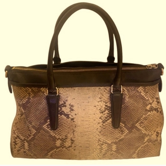 Coach Morgan Satchel Python Embossed Leather Handbag EUC - Picture 3 of 7